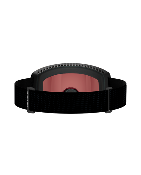 Salomon Skarn Prime Sigma skigoggles i svart med röd lins bakifrån.
