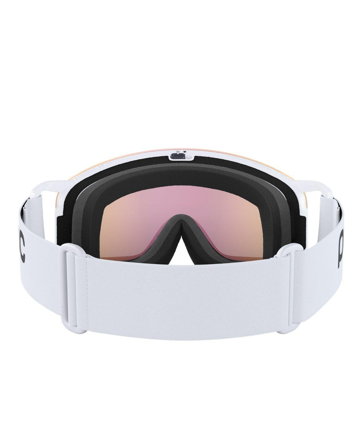 POC Nexal Mid skidglasögon i färg Hydrogen White med spegelglas och vit rem.