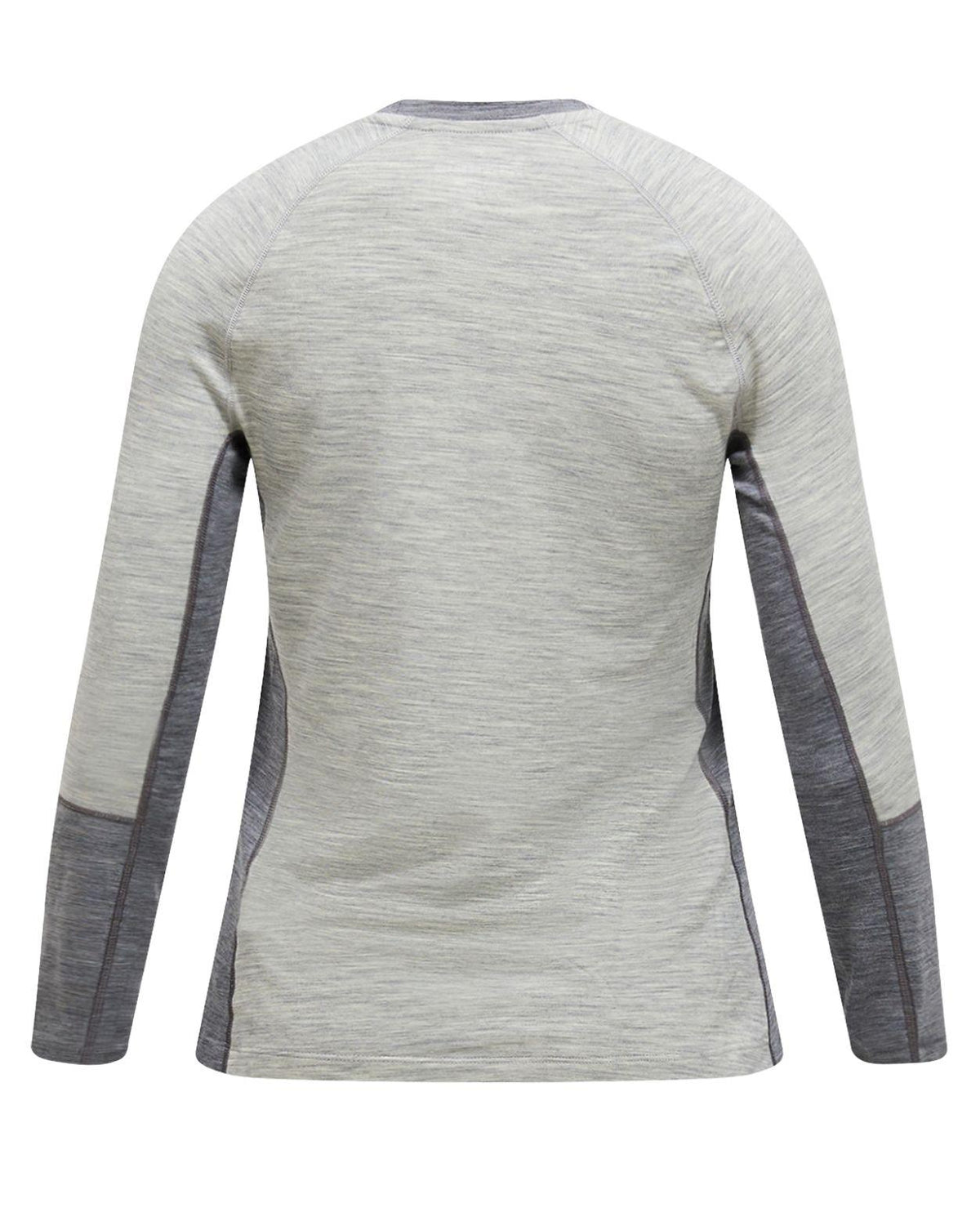 Peak Performance Magic Crew Women - Med Grey Melange/Grey Melange underställströja bakifrån i grå färg