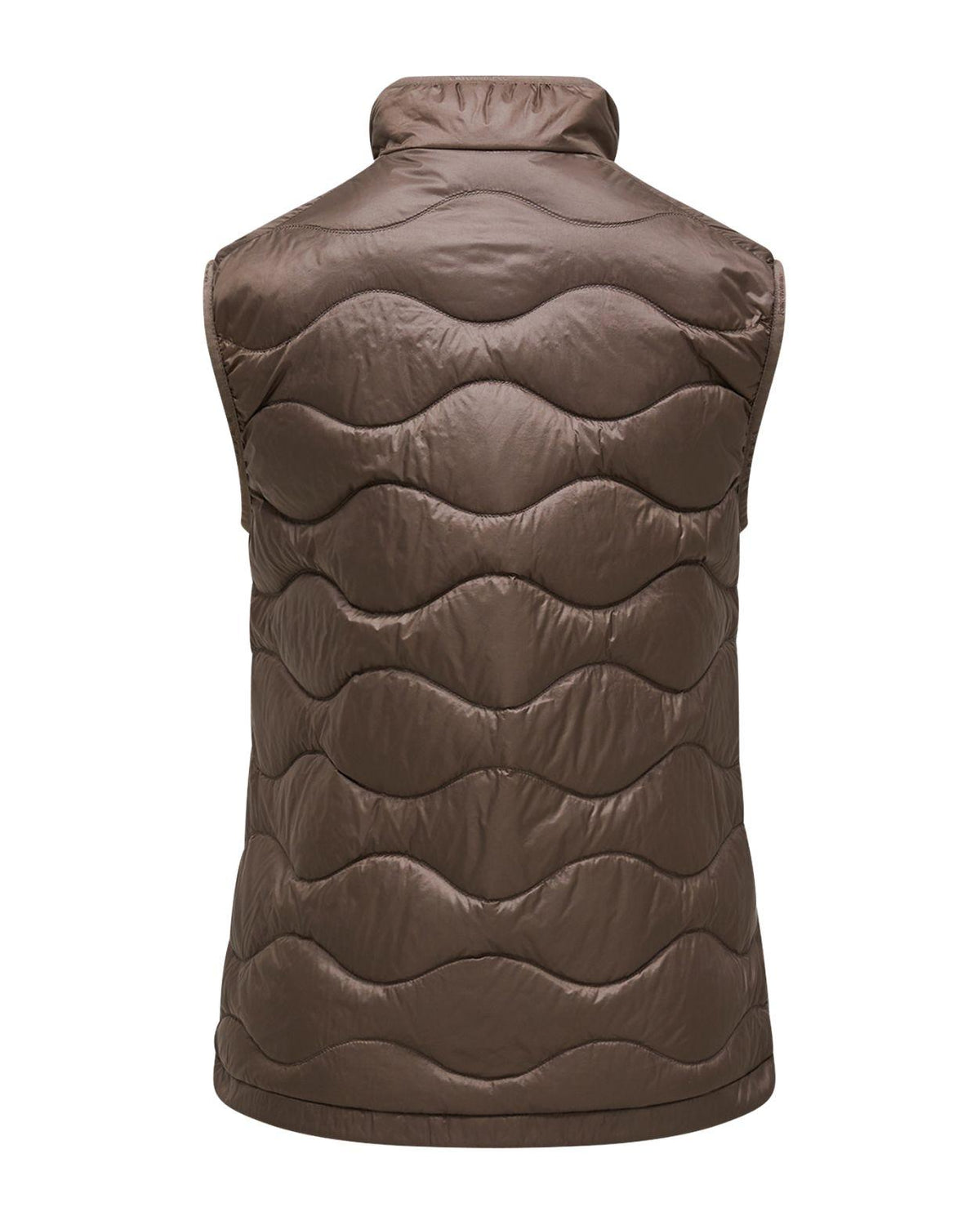 Peak Performance Helium Utility Down Vest dam i färg Terrain Tan sett bakifrån