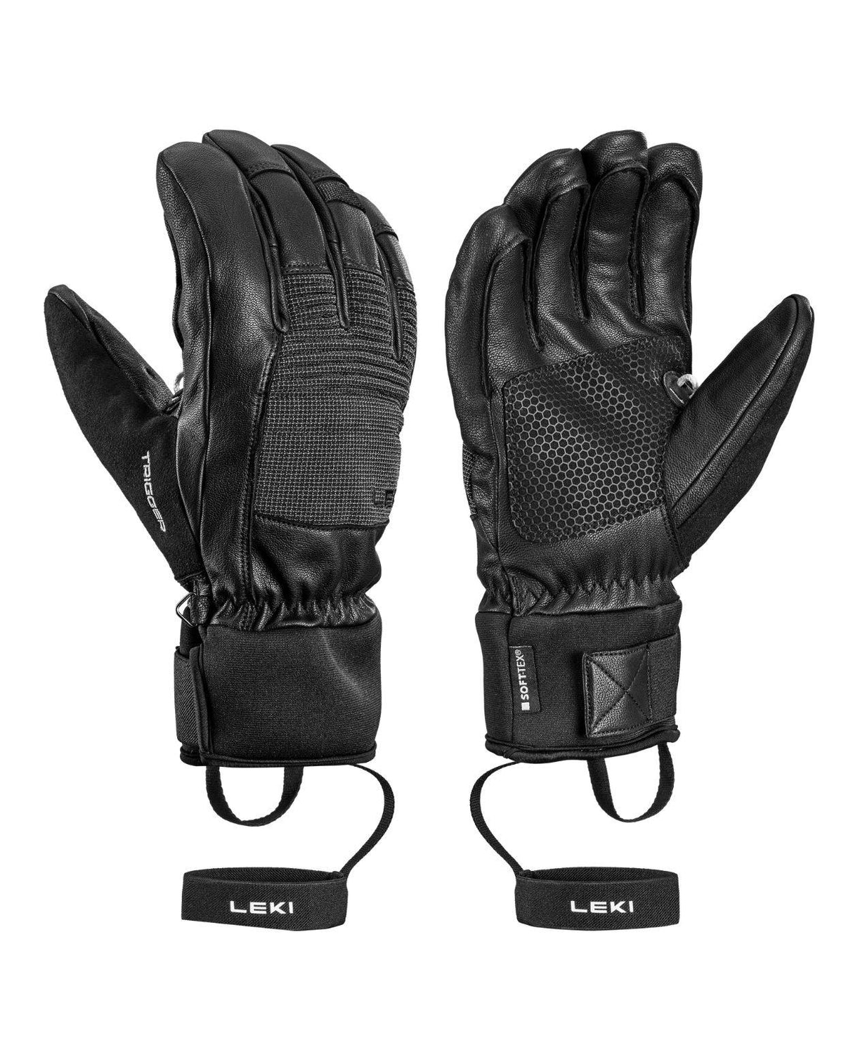 Leki Tyton TR i svart läder med Trigger-system och Soft-Tex för alpina tävlingsåkare.
