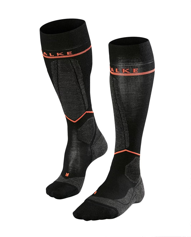 FALKE Women SK Energizing Wool - Black Neon Red - Alpingaraget