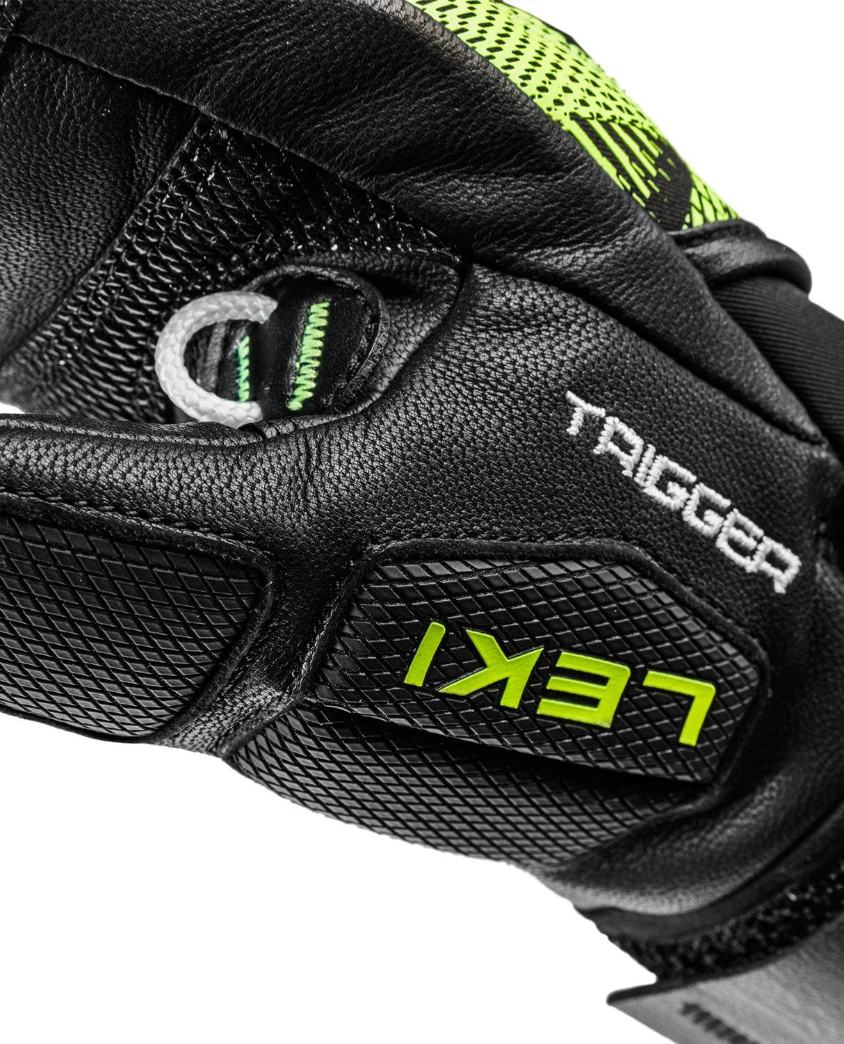 Leki WCR Pro TR Mitt Junior racingvante med integrerad Trigger-ögla och slitstarkt lädergrepp för alpina tävlingsåkare.
