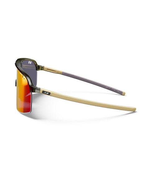 Julbo Intensity Reactiv solglasögon i Army Green och Matt Beige sedda från sidan.
