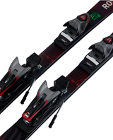 Rossignol Hero SL Pro juniorslalomskidor med bindningar i svart och rött.