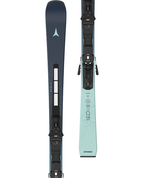 Atomic Cloud Q14 Revoshock S pistskidor för dam i blå och mintgrön design med Mi 12 GW bindningar.