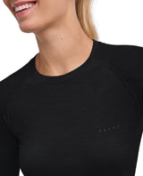 Falke Wool-Tech Light Longsleeved Shirt dam i svart färg med tight passform för skidåkning