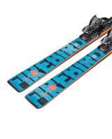 Blizzard Firebird 76 RS TI pistskidor i blå och orange design med förmonterade Xcell 12 Demo-bindningar.