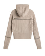 J.Lindeberg Hilda Knitted Rib Hoodie Women i färgen moonbeam beige, bakifrån.