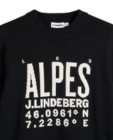 J.Lindeberg William Knitted Sweater Men - Svart stickad tröja med ALPES-tryck