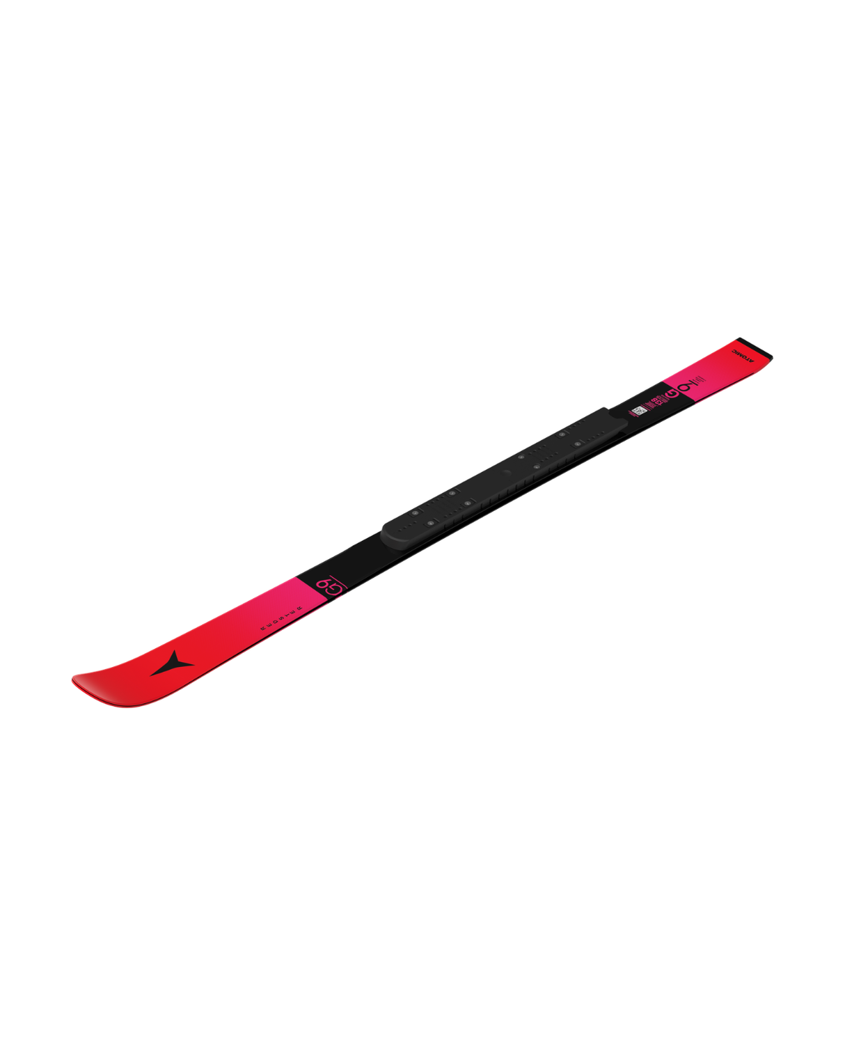 Atomic Redster G9 FIS J-RP junior-GS skida i rött och svart med monterad J-RP raceplatta.