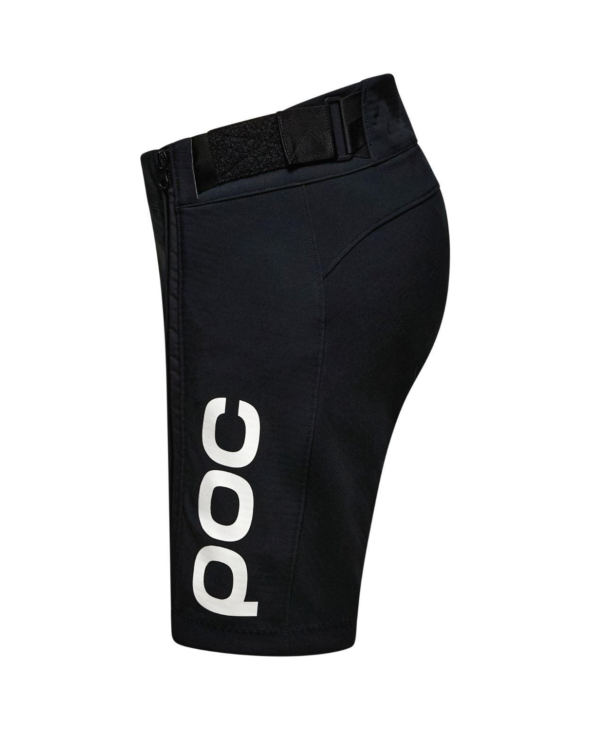 POC Junior Race Shorts i svart färg med vit logotyp för unga alpina skidåkare.