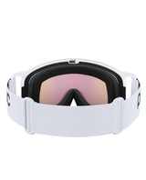 POC Nexal skidgoggles i Hydrogen White med orange lins bakifrån visande det vita bandet.