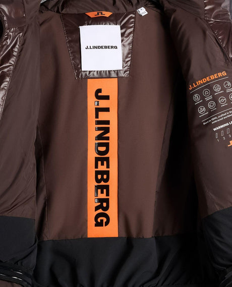 J.Lindeberg Nerina Down Jacket Women Seal Brown - Detaljbild på insida med märkesdetaljer