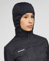 Mammut Aenergy ML Hybrid Hooded Jacket dam i svart med åtsittande huva.
