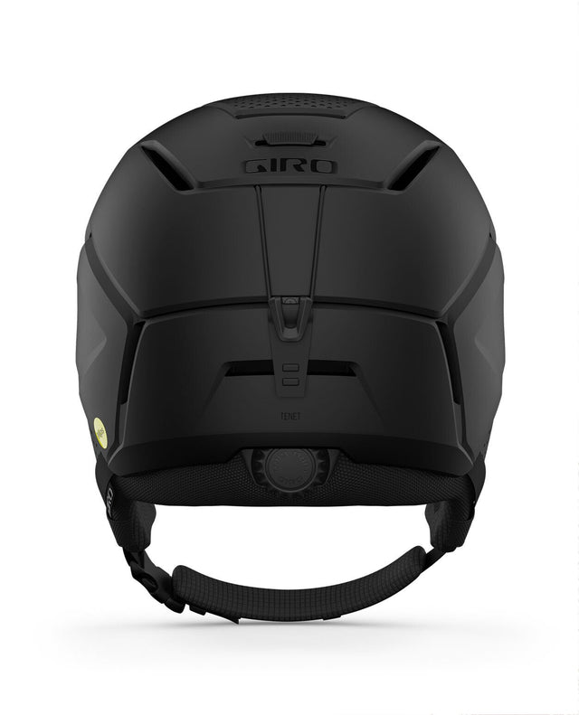 Baksidan på den mattsvarta Giro Tenet Mips skidhjälmen, som visar justeringssystemet för en exakt passform. Finns i storlek S, M och L.