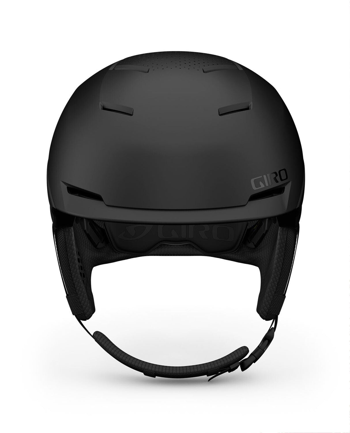 Giro Tenet Mips skidhjälm i mattsvart, fotograferad framifrån. Har en justerbar passform och finns i storlekarna S, M, och L. Alpingaraget.