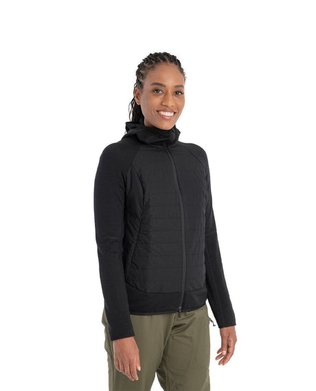 Icebreaker Women Mer Quantum Hybrid LS Zip Hoodie - Black - Mellanlager - Alpingaraget