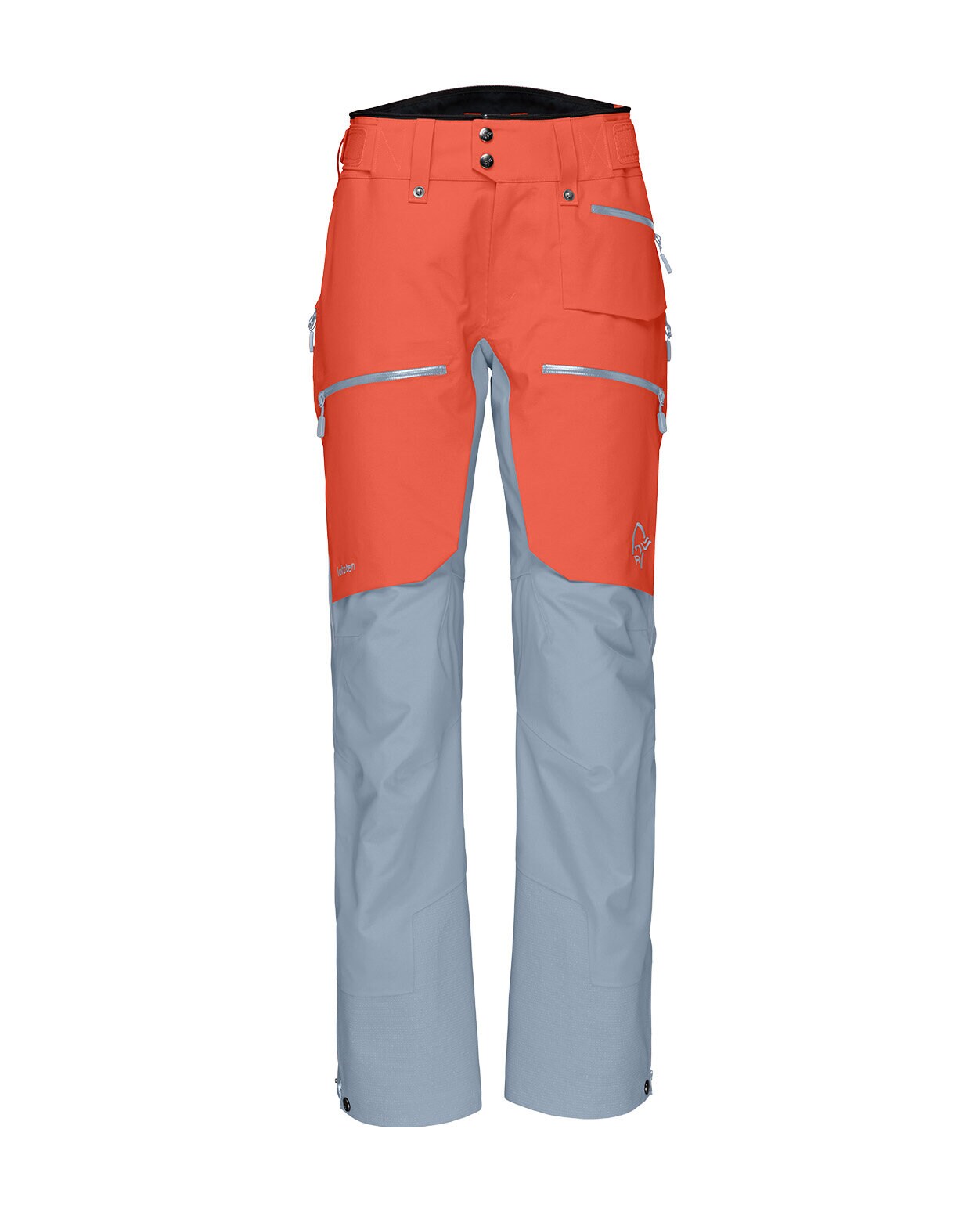 Norröna W Lofoten Gore-Tex Pro Pants Orange Alert Blue Fog