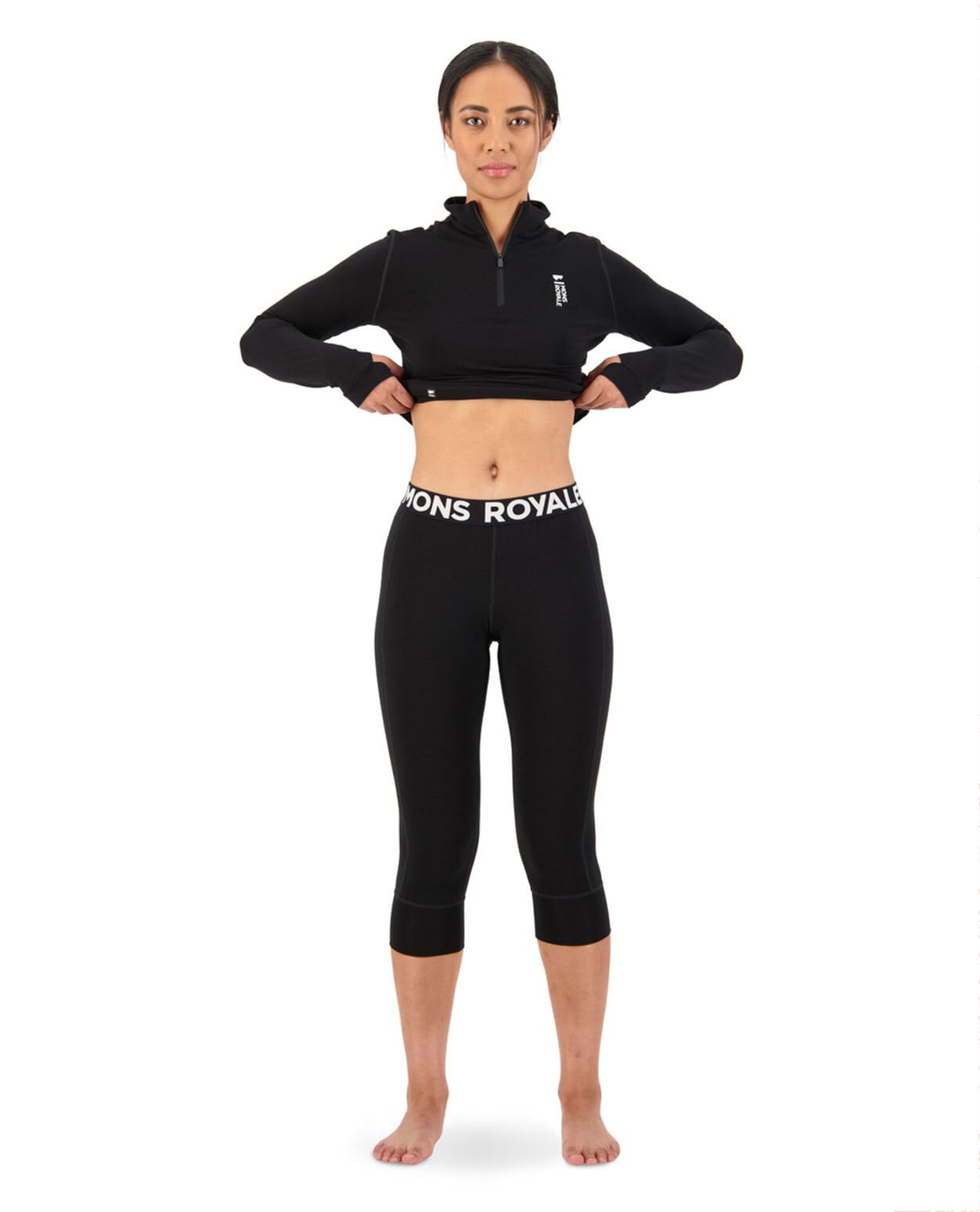 Mons Royale W Cascade Merino Flex 200 3/4 Legging Black 