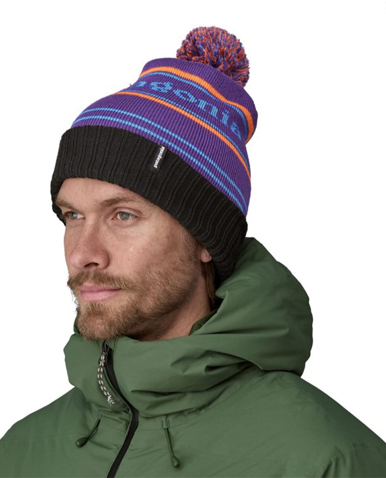 Patagonia Powder Town Beanie Park Stripe Purple