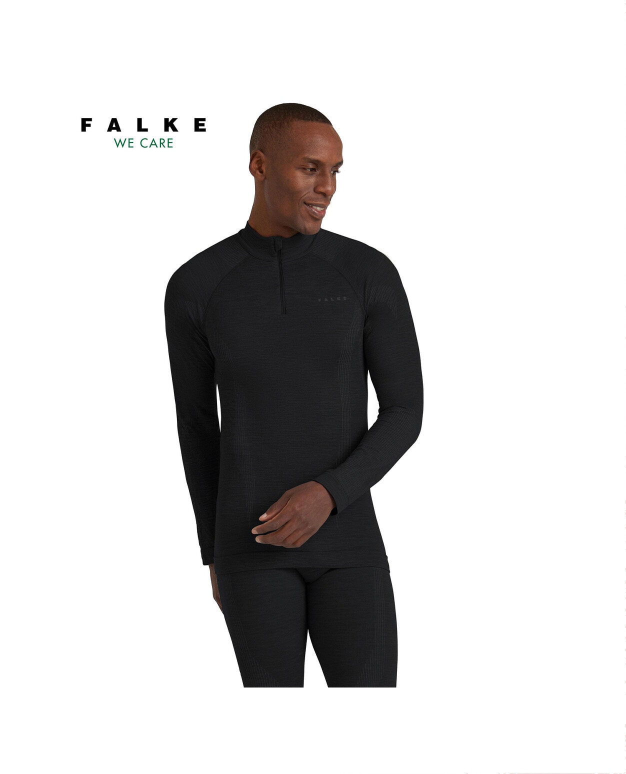 Falke Men Wool-Tech Longsleeve Zip Shirt Black