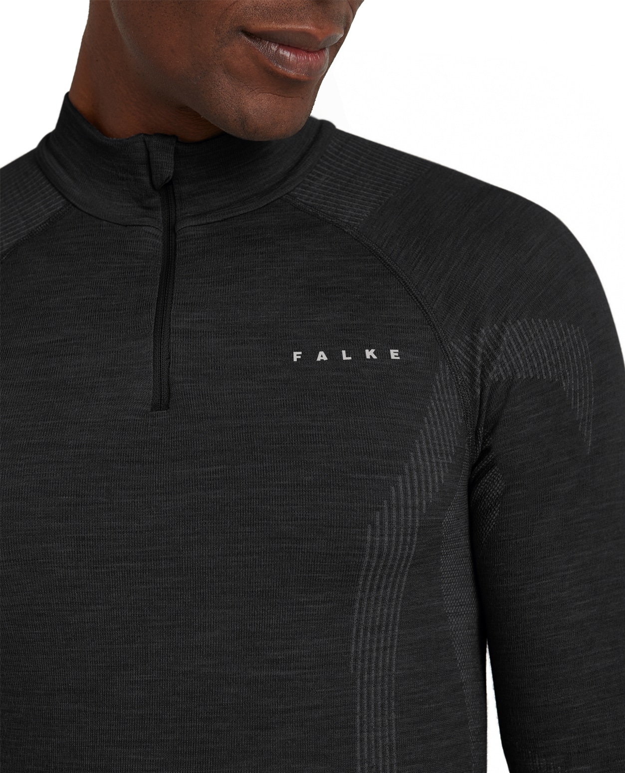 Falke Men Wool-Tech Longsleeve Zip Shirt Black