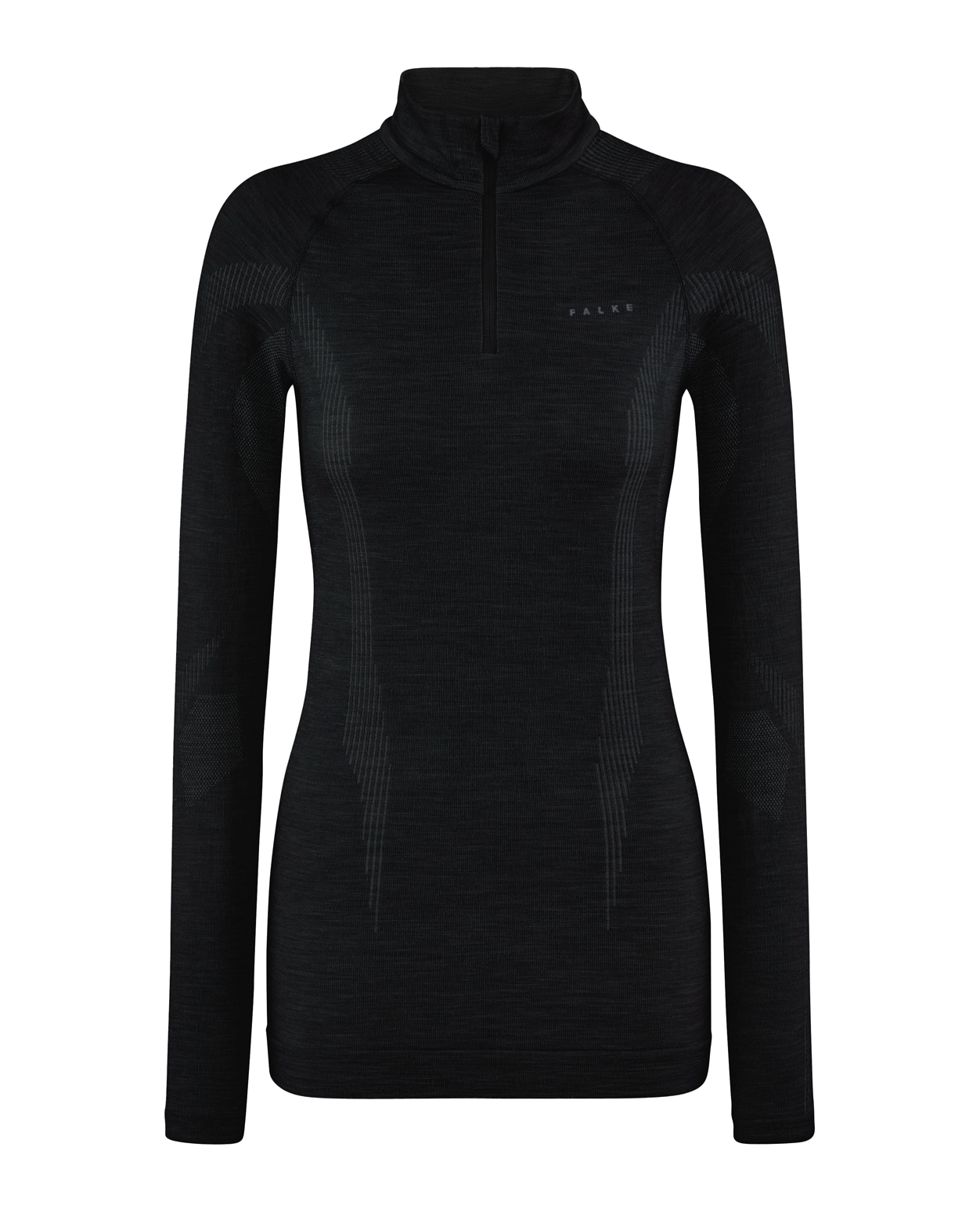 Falke Women Wool-Tech Longsleeve Zip Shirt Black