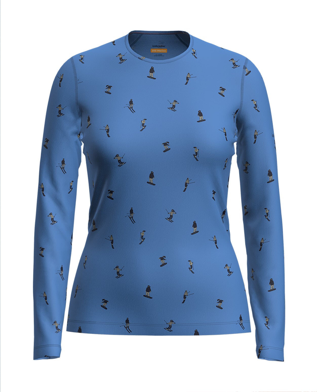 Icebreaker Women Merino 200 Oasis LS Crewe Ski Day Blue