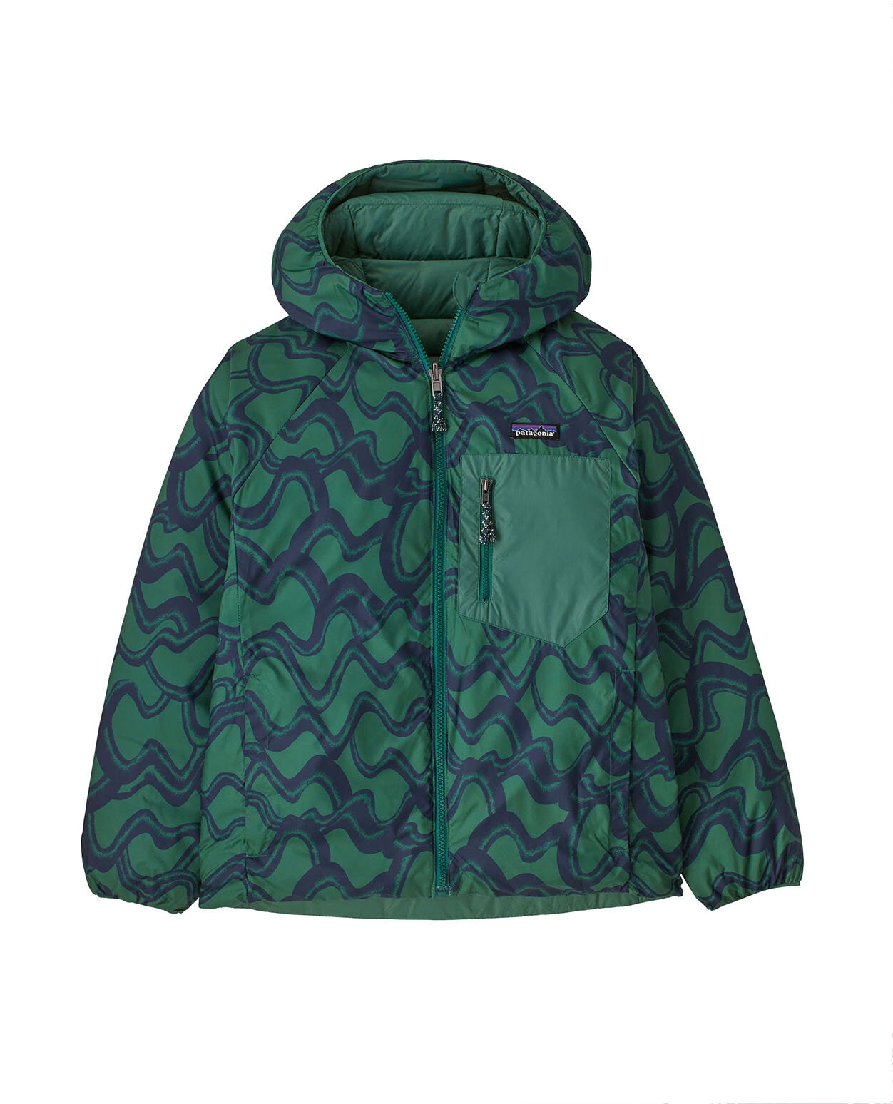 Patagonia Junior Reversible Down Sweater Hoody Conifer Green