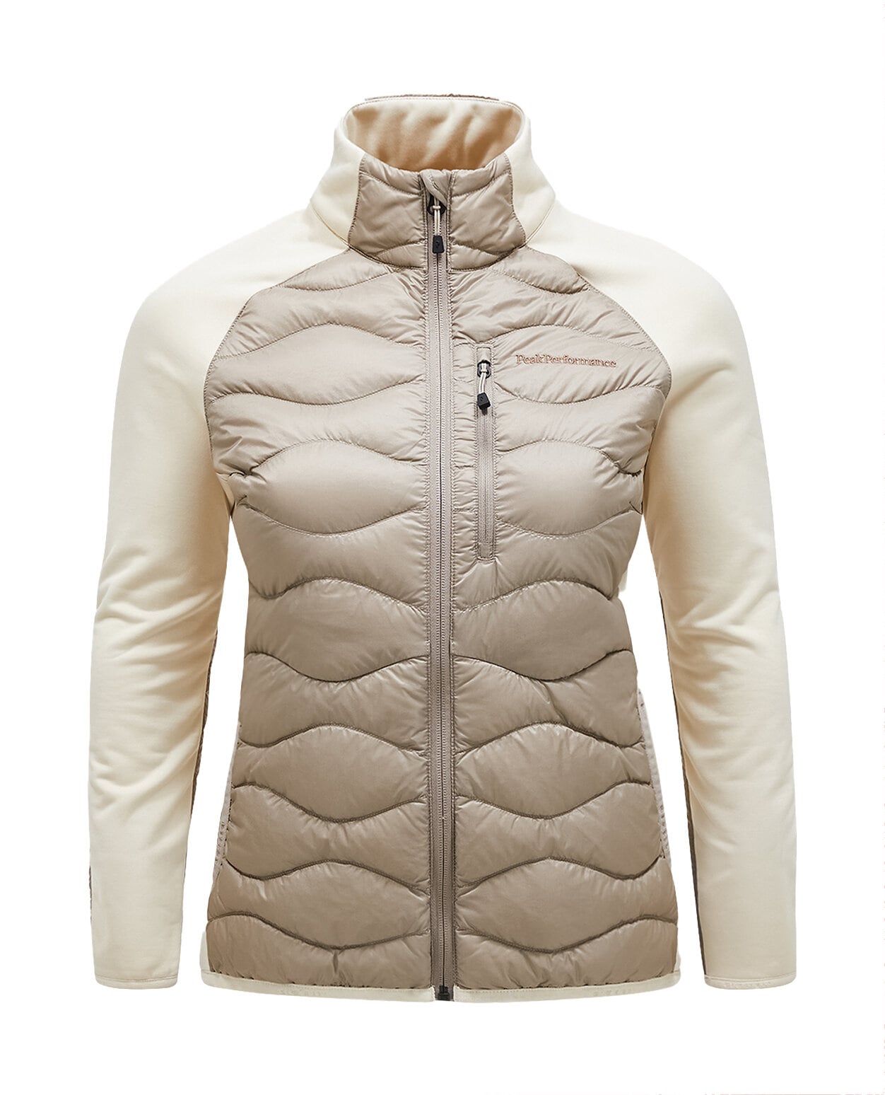 Peak Performance Women Helium Down Hybrid Jacket Avid Beige Sand Fog